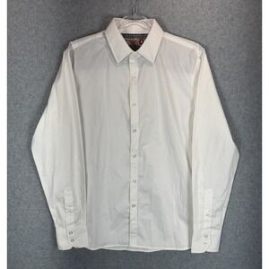 Sovereign Code Shirt Mens Small White Brown Shirz Button Down Dress Casual Stain